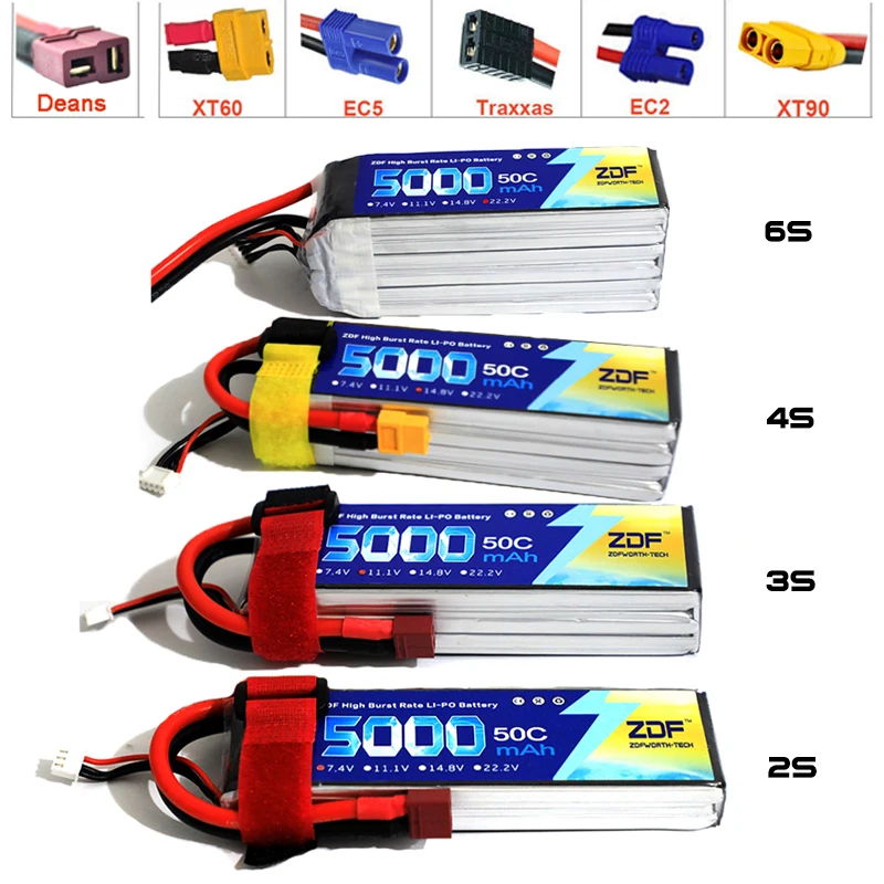 ZDF FPV 450 500 7.4V 11.1V 14. - огляд і ціна 6S Lipo Battery 22.2V 5000Mah