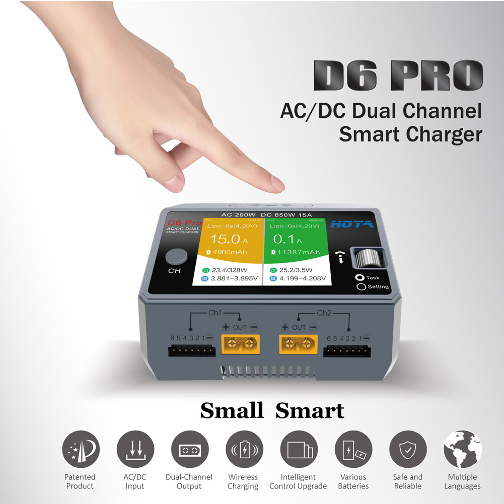 HOTA D6 Pro Black AC 200w DC 2 - огляд і ціна Hota D6 Pro Dual Lipo Charger
